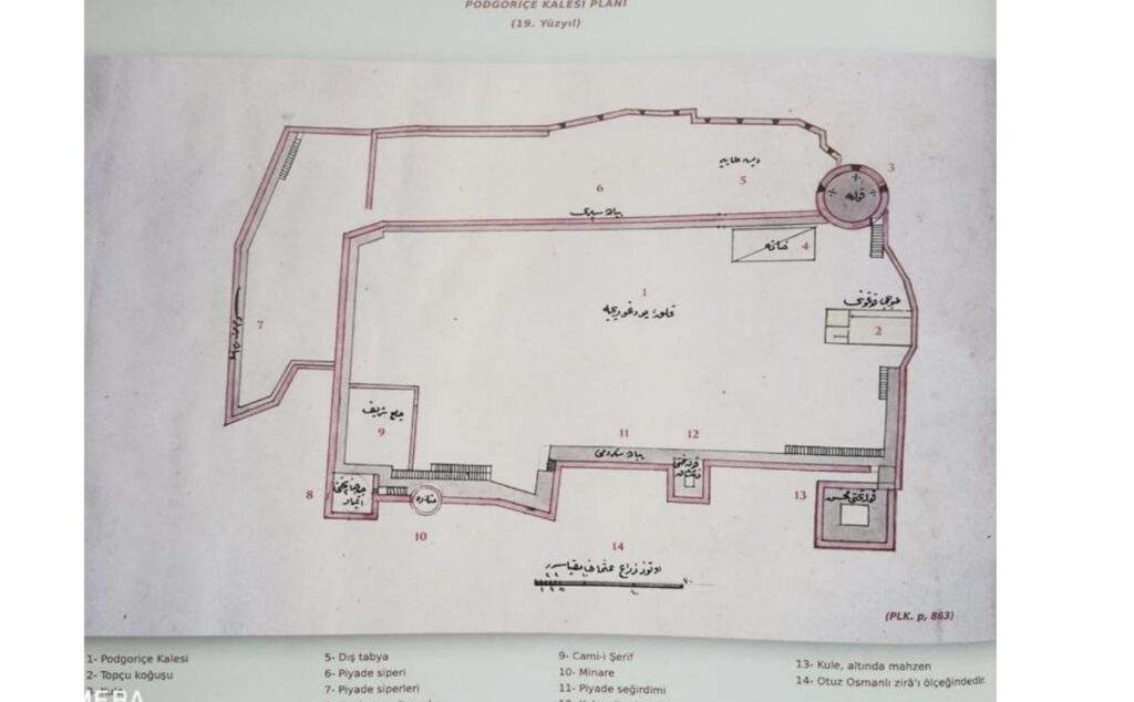Skica plana fortifikacije Depedogen na kojoj se pod brojevima 9 i 10 označava objekat džamije.jpeg - Islamska zajednica Crne Gore: Revitalizacija Depedogena mora uključiti sve slojeve kulturne baštine